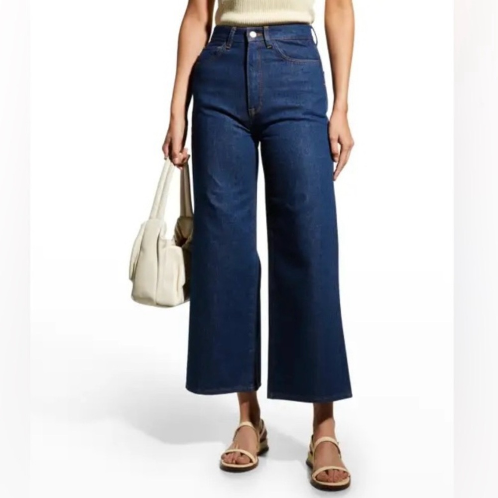 NWT Triarchy Ms. Bardot High-rise Wide Crop Dark Wash Jeans 100% Organic size 26